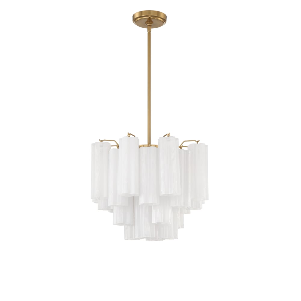 Eloria Glass Chandelier – Modern Fluted Glass Pendant Light, Gold Finish
