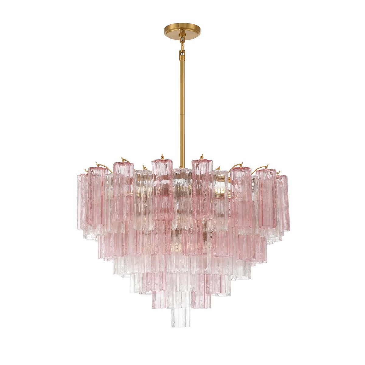 Eloria Glass Chandelier – Modern Fluted Glass Pendant Light, Gold Finish
