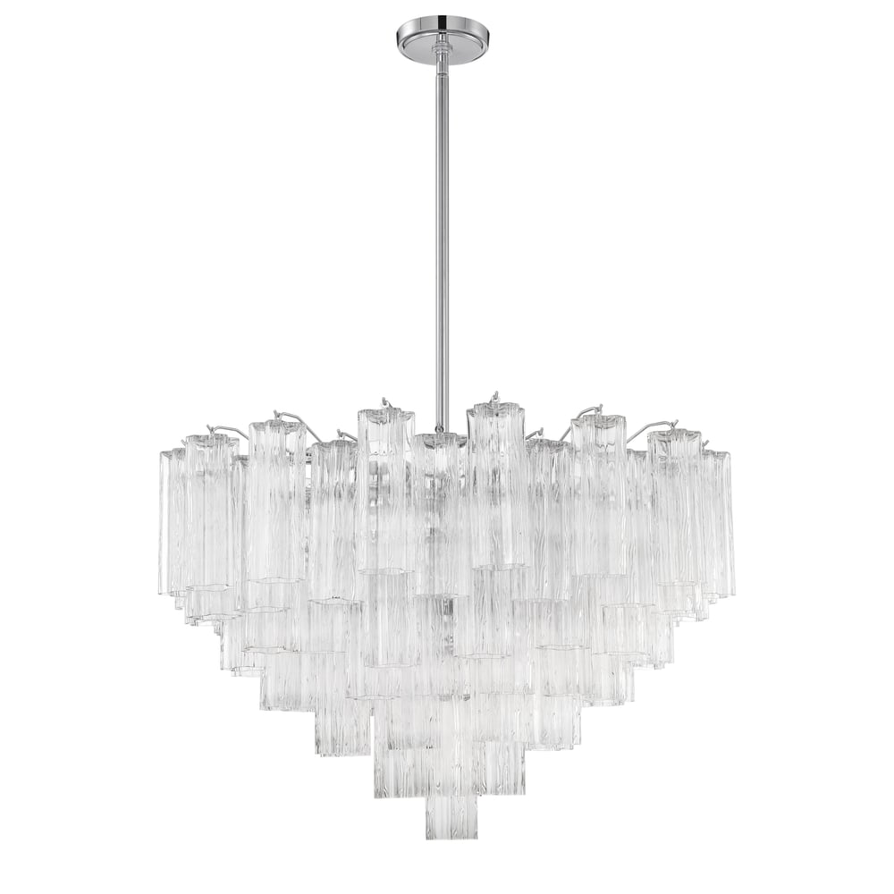 Eloria Glass Chandelier – Modern Fluted Glass Pendant Light, Gold Finish