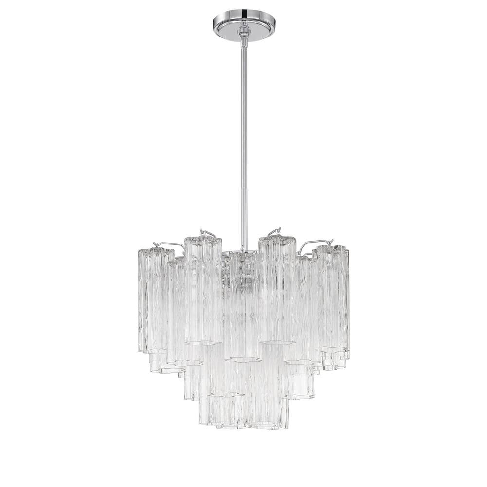 Eloria Glass Chandelier – Modern Fluted Glass Pendant Light, Gold Finish