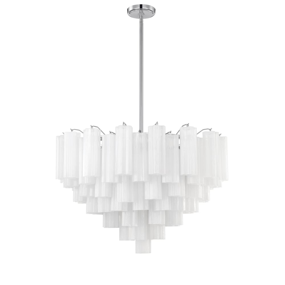 Eloria Glass Chandelier – Modern Fluted Glass Pendant Light, Gold Finish