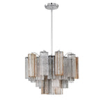 Eloria Glass Chandelier – Modern Fluted Glass Pendant Light, Gold Finish