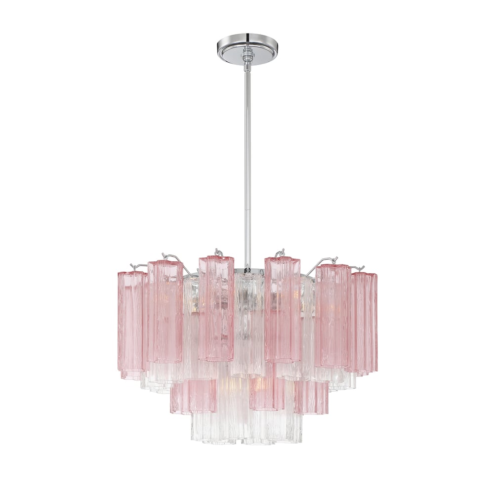 Eloria Glass Chandelier – Modern Fluted Glass Pendant Light, Gold Finish