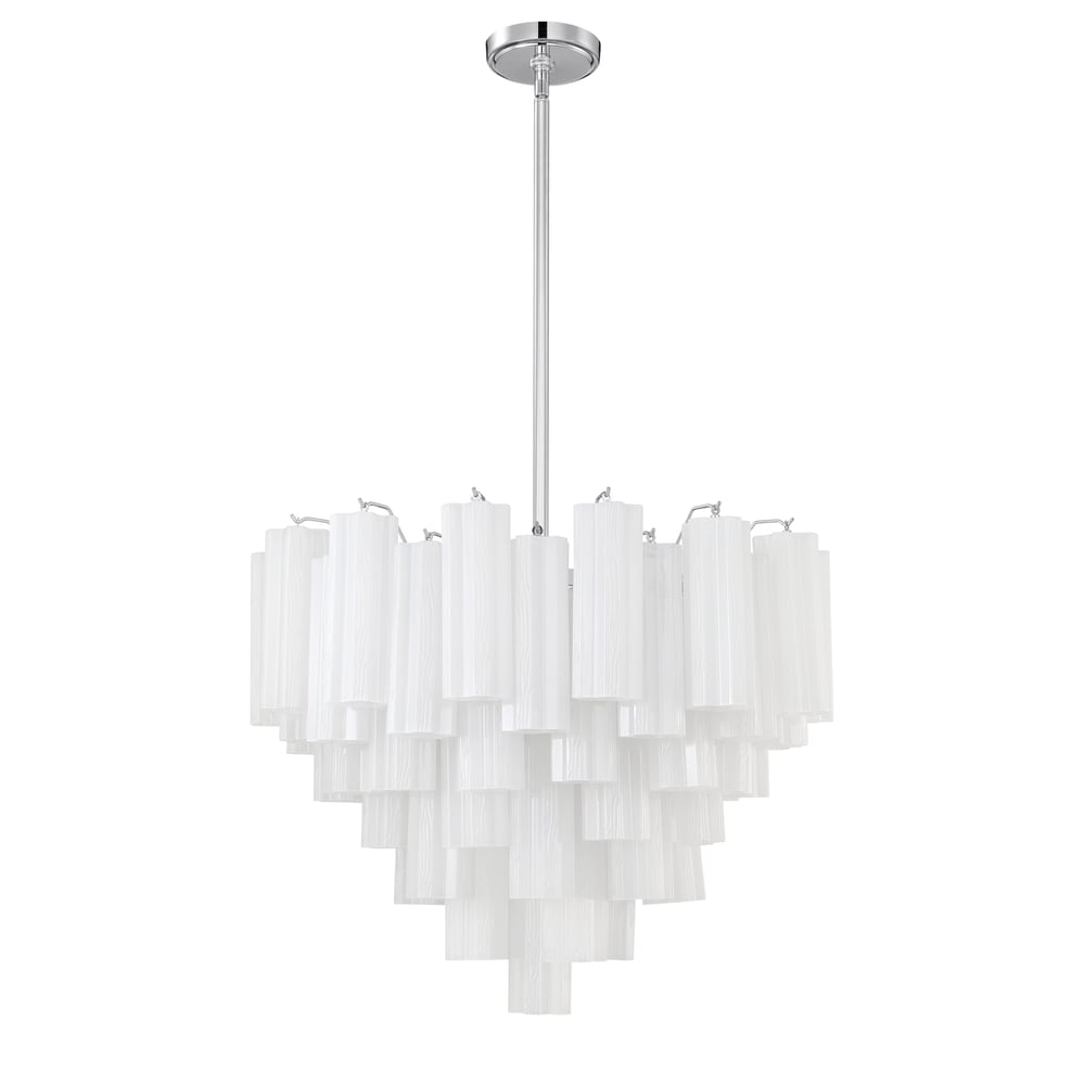 Eloria Glass Chandelier – Modern Fluted Glass Pendant Light, Gold Finish