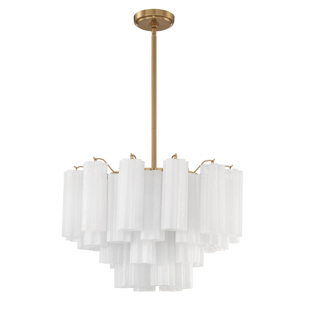 Eloria Glass Chandelier – Modern Fluted Glass Pendant Light, Gold Finish