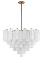 Eloria Glass Chandelier – Modern Fluted Glass Pendant Light, Gold Finish