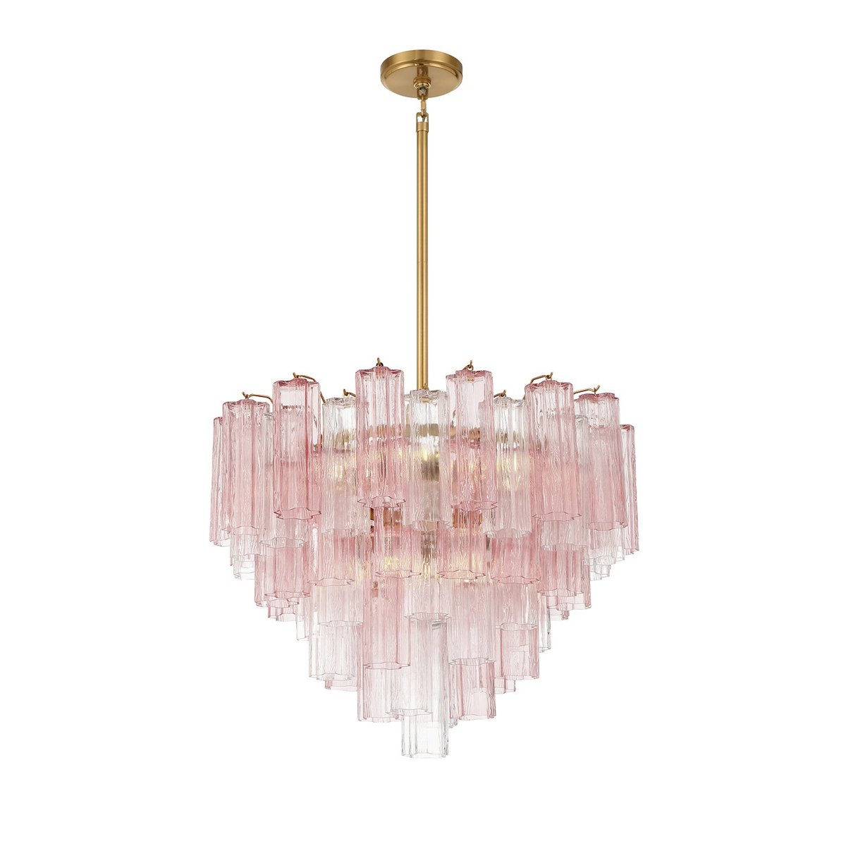 Eloria Glass Chandelier – Modern Fluted Glass Pendant Light, Gold Finish
