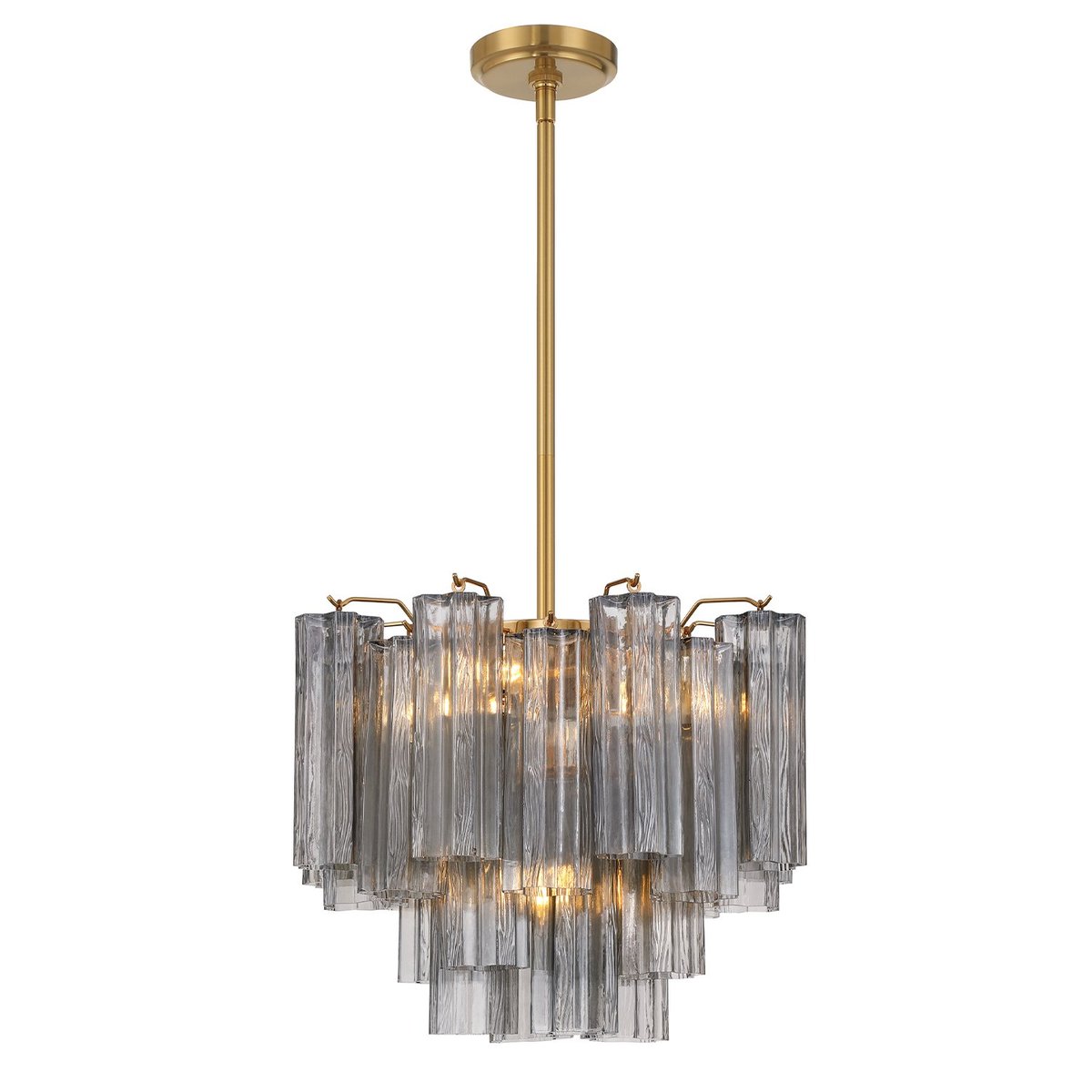 Eloria Glass Chandelier – Modern Fluted Glass Pendant Light, Gold Finish