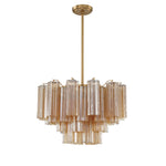 Eloria Glass Chandelier – Modern Fluted Glass Pendant Light, Gold Finish
