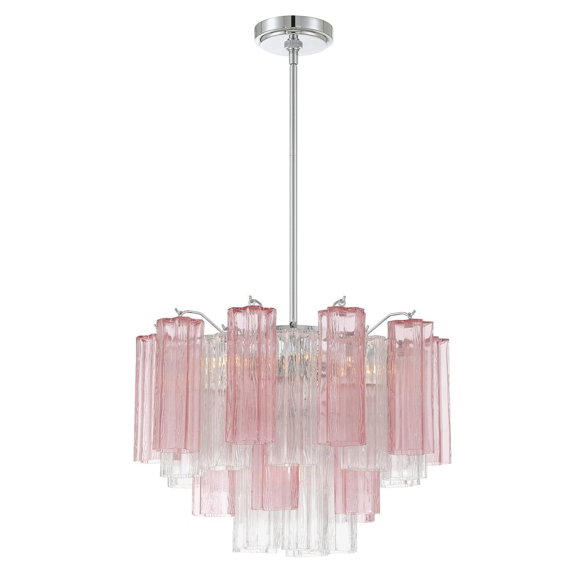 Eloria Glass Chandelier – Modern Fluted Glass Pendant Light, Gold Finish