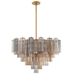 Eloria Glass Chandelier – Modern Fluted Glass Pendant Light, Gold Finish