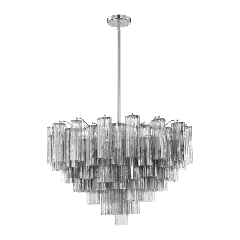Eloria Glass Chandelier – Modern Fluted Glass Pendant Light, Gold Finish