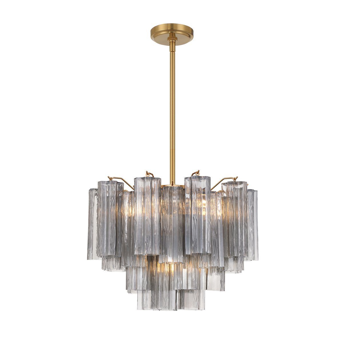 Eloria Glass Chandelier – Modern Fluted Glass Pendant Light, Gold Finish