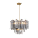 Eloria Glass Chandelier – Modern Fluted Glass Pendant Light, Gold Finish