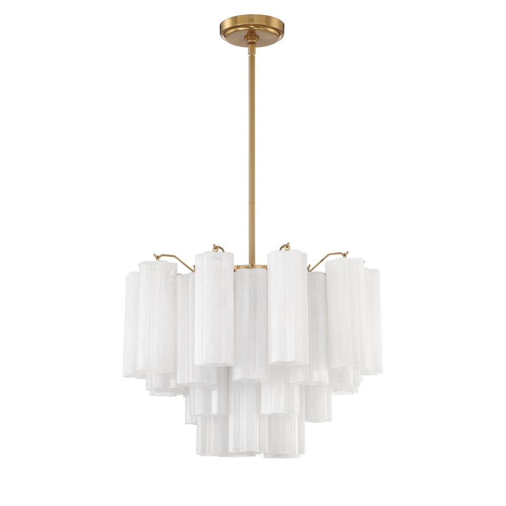 Eloria Glass Chandelier – Modern Fluted Glass Pendant Light, Gold Finish