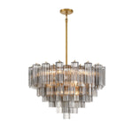 Eloria Glass Chandelier – Modern Fluted Glass Pendant Light, Gold Finish