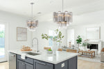 Eloria Glass Chandelier – Modern Fluted Glass Pendant Light, Gold Finish