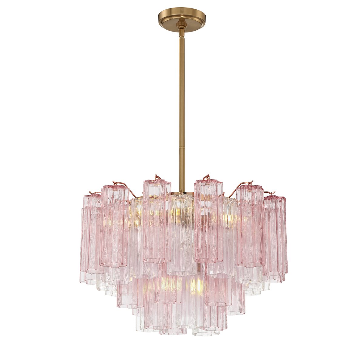 Eloria Glass Chandelier – Modern Fluted Glass Pendant Light, Gold Finish