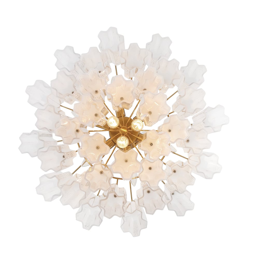 Eloria Glass Chandelier – Modern Fluted Glass Pendant Light, Gold Finish