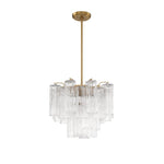 Eloria Glass Chandelier – Modern Fluted Glass Pendant Light, Gold Finish