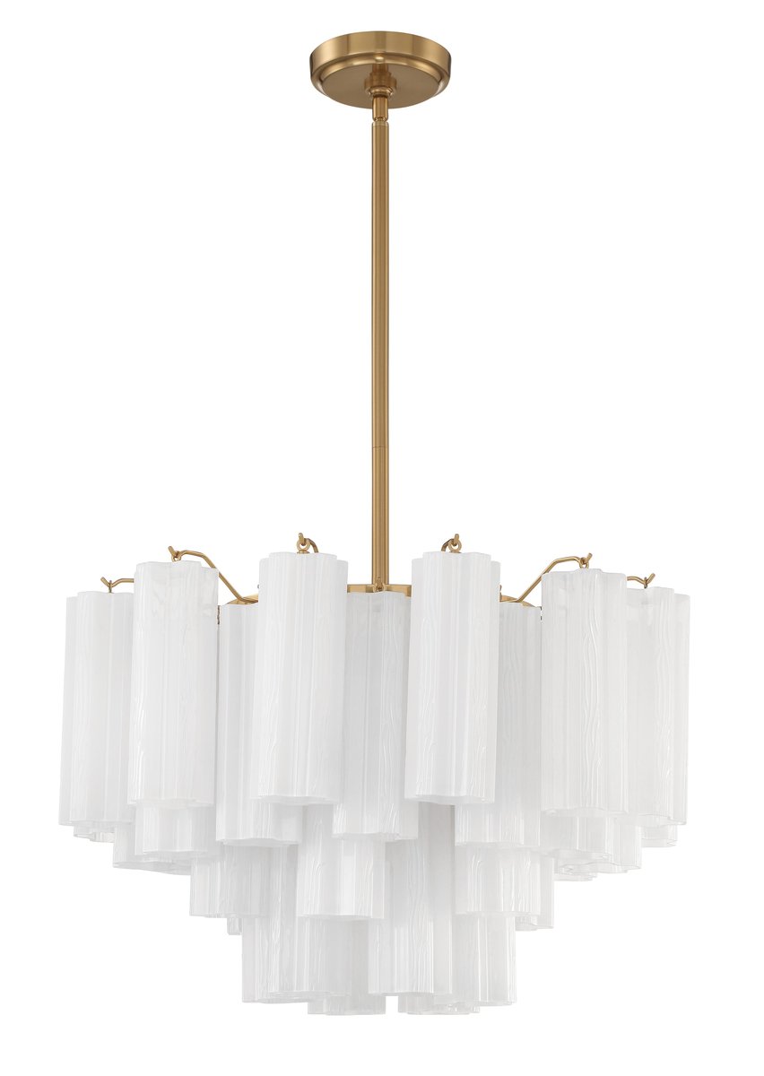 Eloria Glass Chandelier – Modern Fluted Glass Pendant Light, Gold Finish