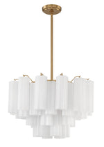 Eloria Glass Chandelier – Modern Fluted Glass Pendant Light, Gold Finish