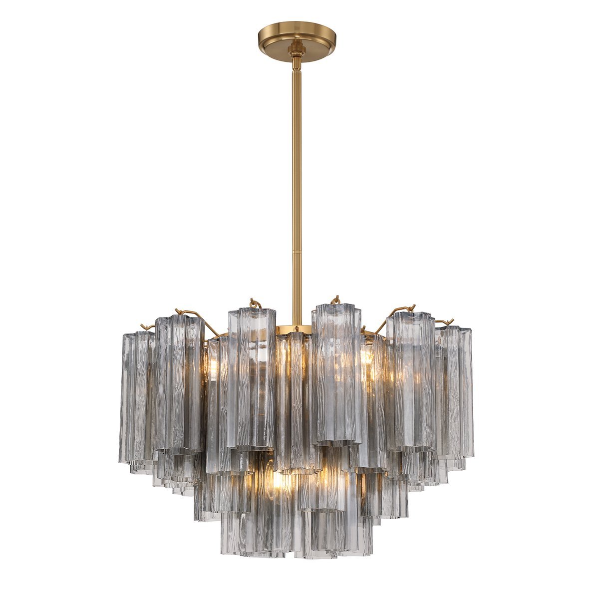 Eloria Glass Chandelier – Modern Fluted Glass Pendant Light, Gold Finish