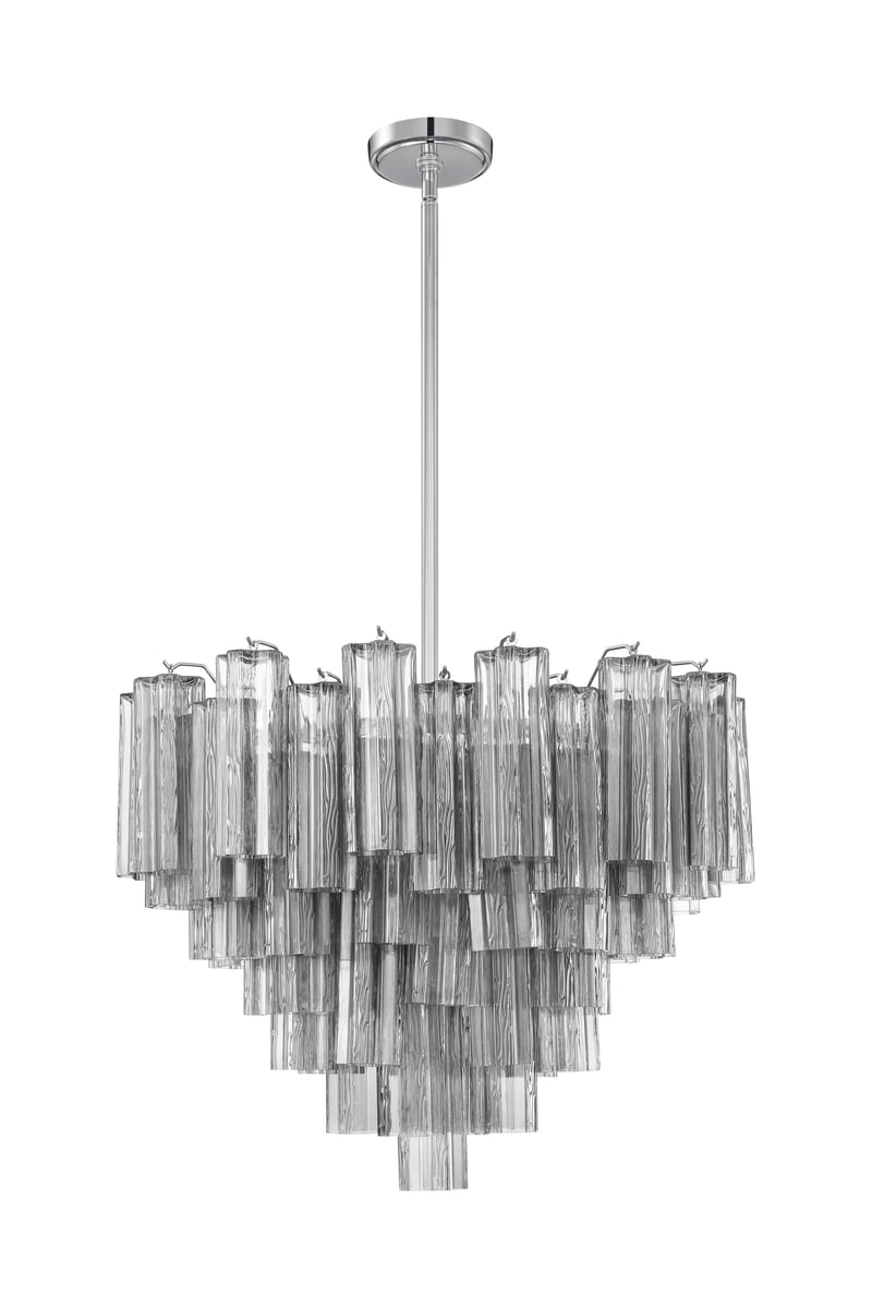 Eloria Glass Chandelier – Modern Fluted Glass Pendant Light, Gold Finish