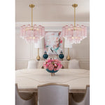 Eloria Glass Chandelier – Modern Fluted Glass Pendant Light, Gold Finish