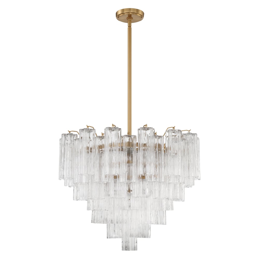 Eloria Glass Chandelier – Modern Fluted Glass Pendant Light, Gold Finish