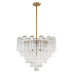 Eloria Glass Chandelier – Modern Fluted Glass Pendant Light, Gold Finish