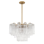 Eloria Glass Chandelier – Modern Fluted Glass Pendant Light, Gold Finish