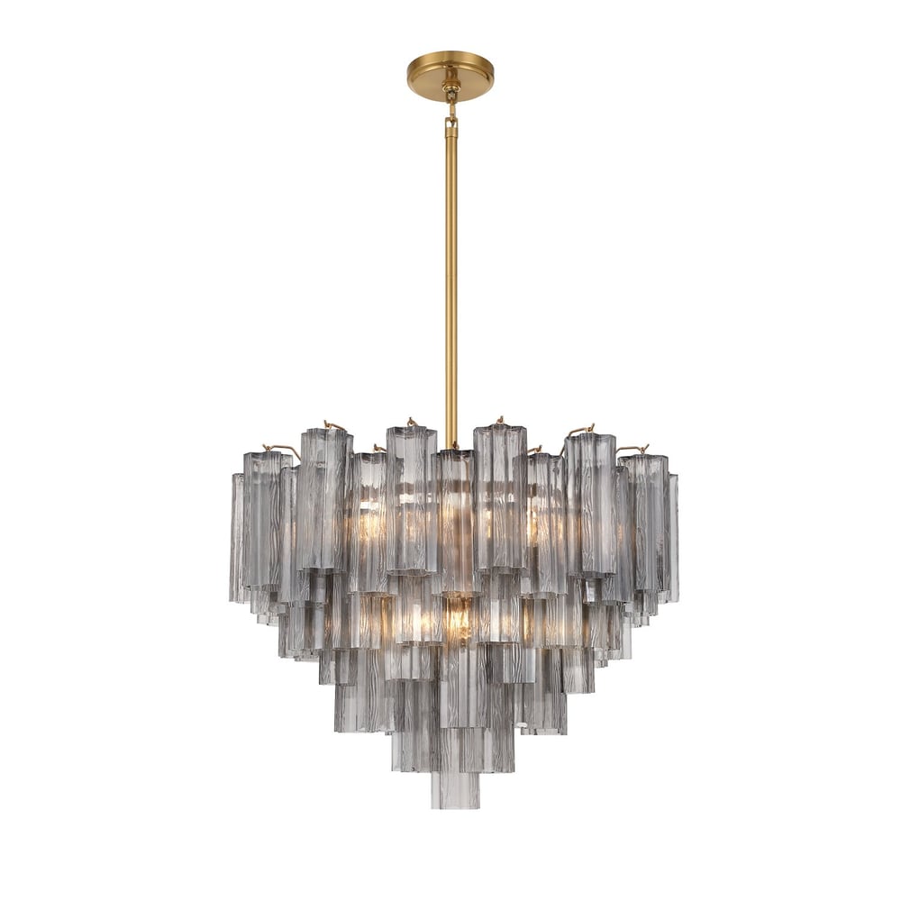 Eloria Glass Chandelier – Modern Fluted Glass Pendant Light, Gold Finish