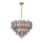 Eloria Glass Chandelier – Modern Fluted Glass Pendant Light, Gold Finish