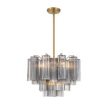 Eloria Glass Chandelier – Modern Fluted Glass Pendant Light, Gold Finish