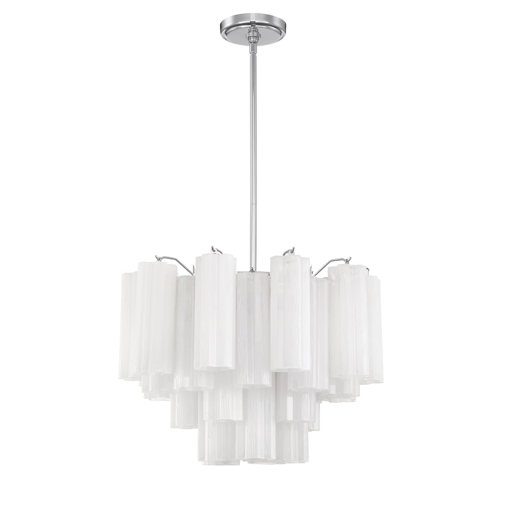 Eloria Glass Chandelier – Modern Fluted Glass Pendant Light, Gold Finish
