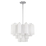 Eloria Glass Chandelier – Modern Fluted Glass Pendant Light, Gold Finish