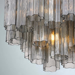 Eloria Glass Chandelier – Modern Fluted Glass Pendant Light, Gold Finish