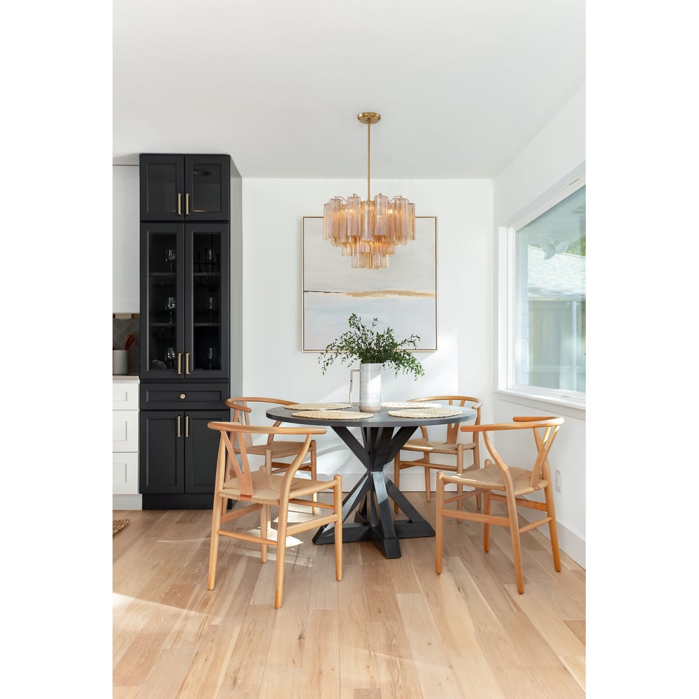 Eloria Glass Chandelier – Modern Fluted Glass Pendant Light, Gold Finish