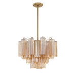 Eloria Glass Chandelier – Modern Fluted Glass Pendant Light, Gold Finish