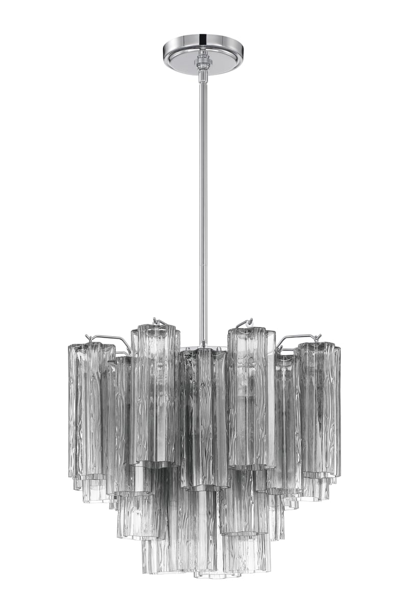 Eloria Glass Chandelier – Modern Fluted Glass Pendant Light, Gold Finish