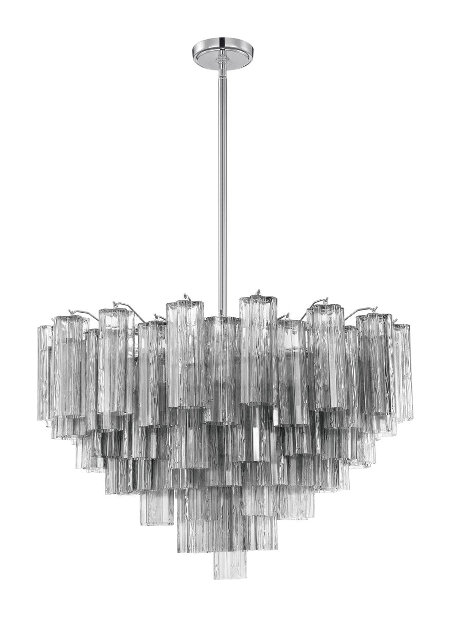 Eloria Glass Chandelier – Modern Fluted Glass Pendant Light, Gold Finish
