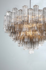 Eloria Glass Chandelier – Modern Fluted Glass Pendant Light, Gold Finish