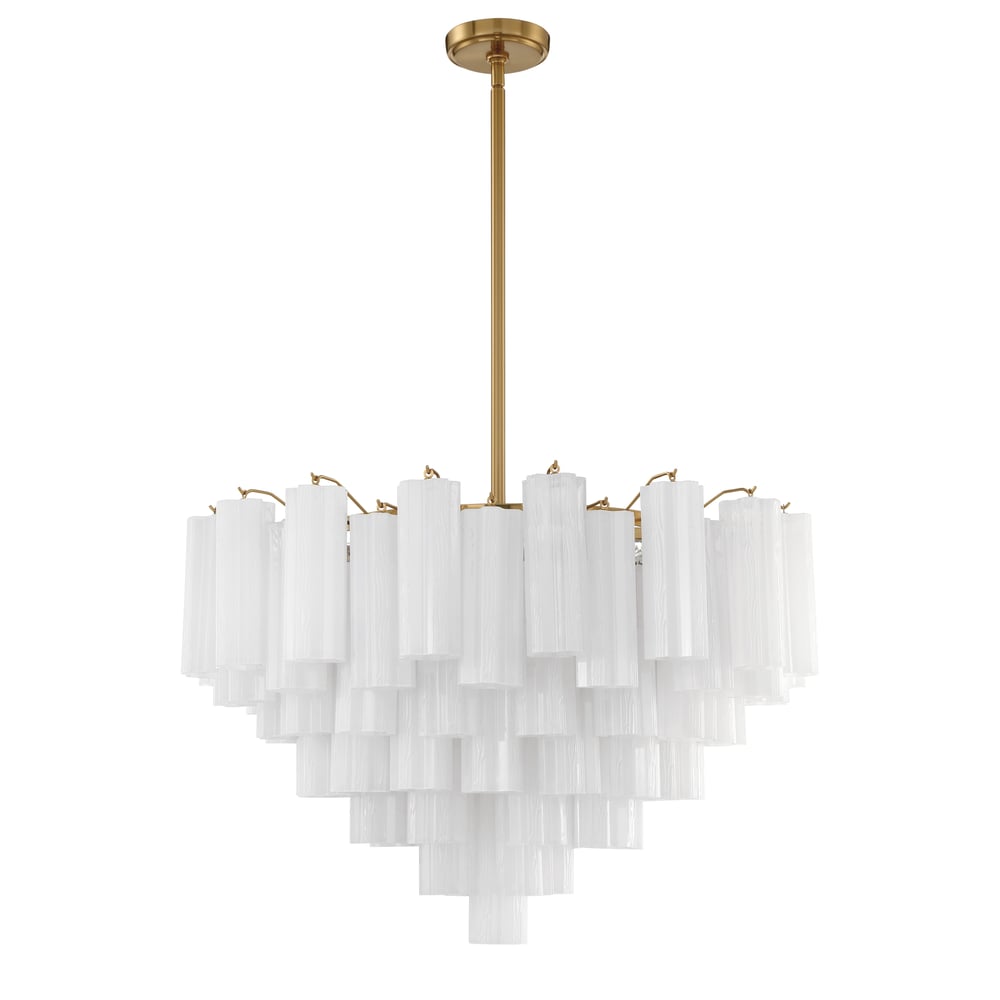 Eloria Glass Chandelier – Modern Fluted Glass Pendant Light, Gold Finish