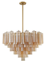 Eloria Glass Chandelier – Modern Fluted Glass Pendant Light, Gold Finish