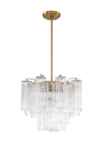 Eloria Glass Chandelier – Modern Fluted Glass Pendant Light, Gold Finish