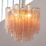 Liora Glass Chandelier – Modern Gold Accent Pendant Light for Dining Room and Living Room