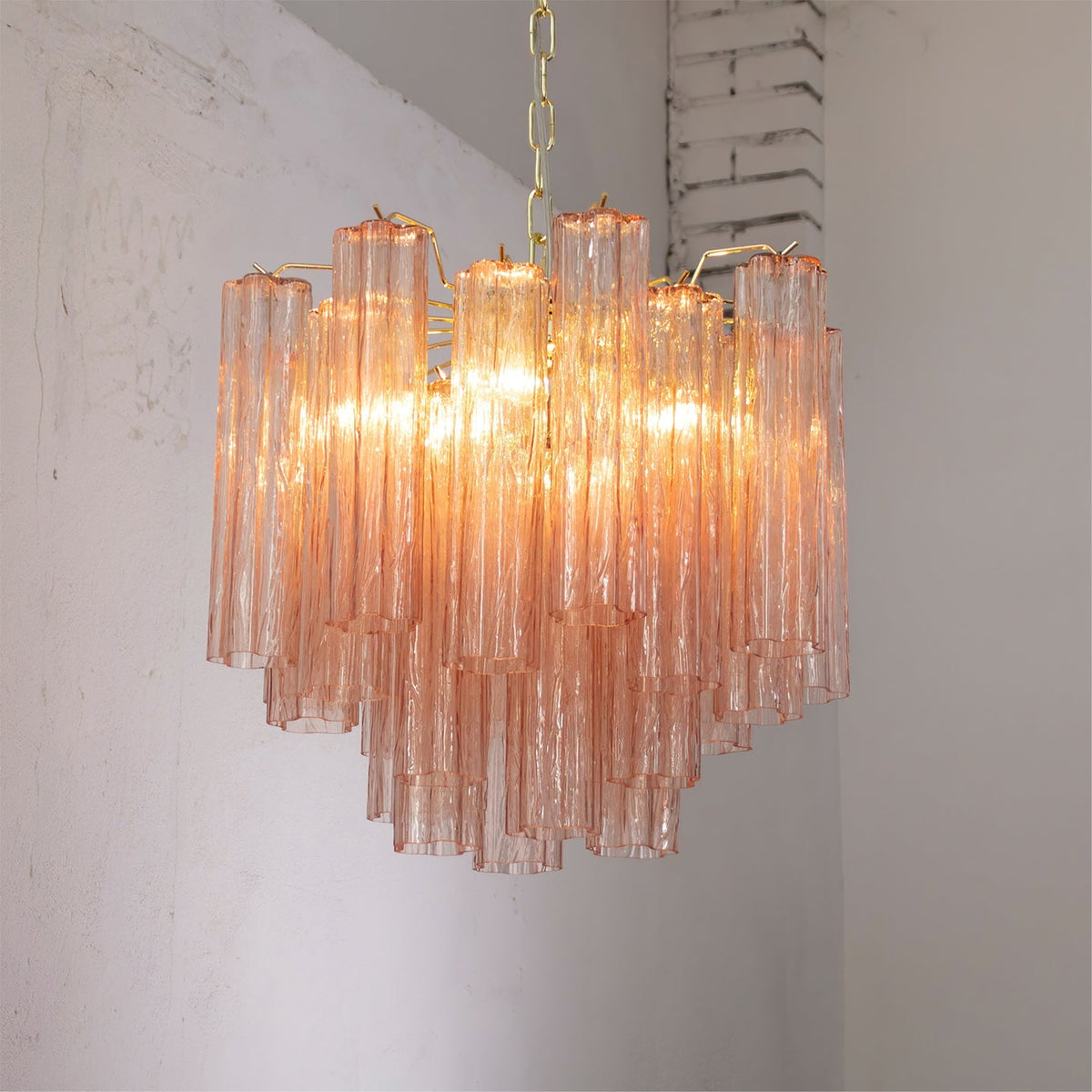 Liora Glass Chandelier – Modern Gold Accent Pendant Light for Dining Room and Living Room