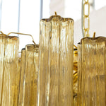 Liora Glass Chandelier – Modern Gold Accent Pendant Light for Dining Room and Living Room