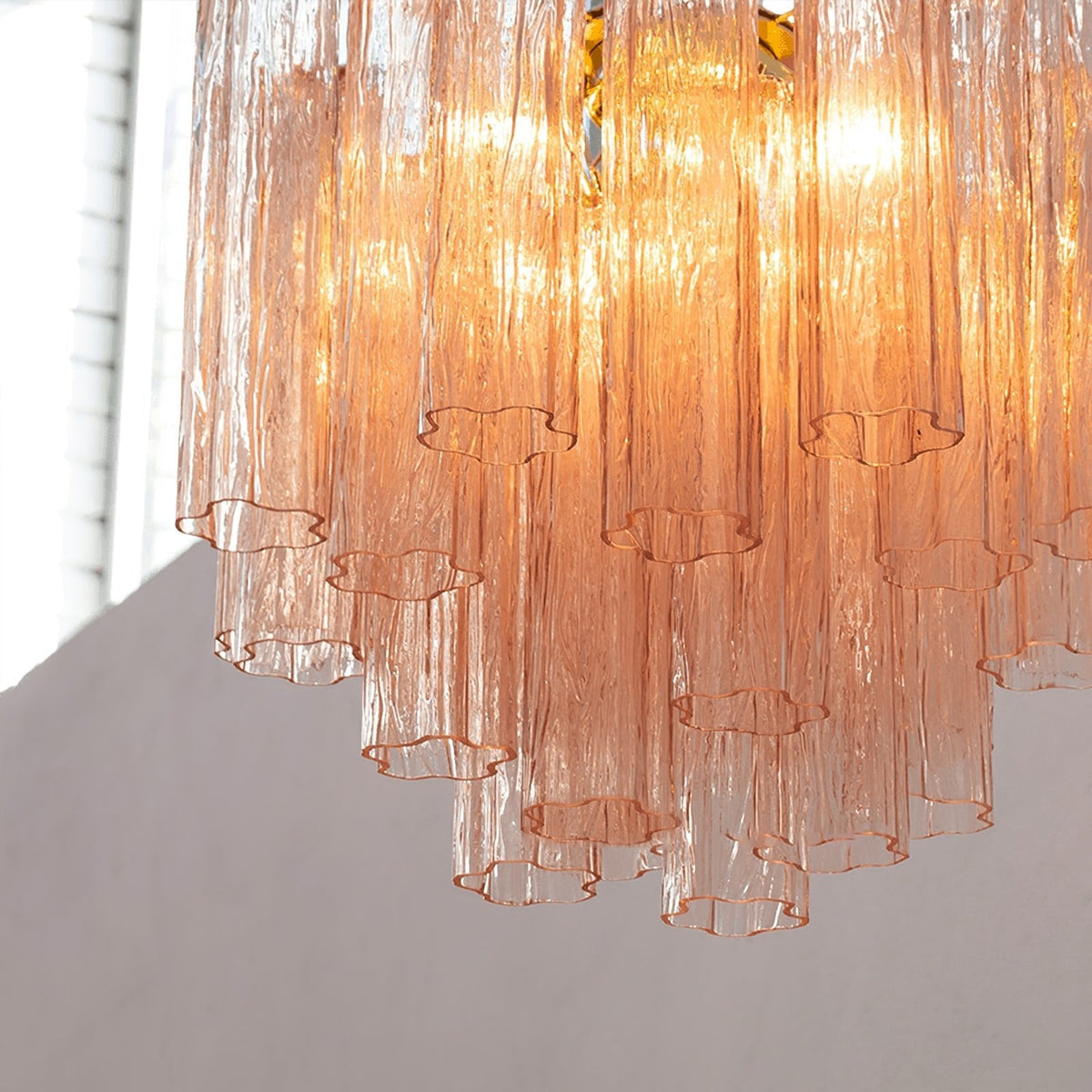 Liora Glass Chandelier – Modern Gold Accent Pendant Light for Dining Room and Living Room
